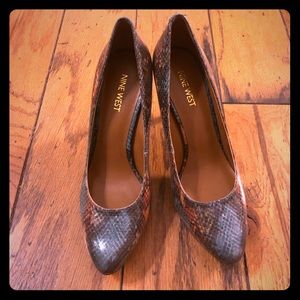 Nine West Blue Snakeskin Heels